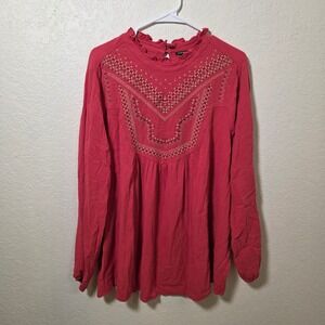 Torrid Pink Blouse with Embroidered Detail